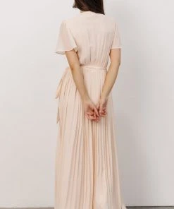 Soi Francine Pleated Wrap Maxi Dress | Light Peach Dresses