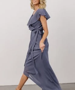 Soi Gaia Tulip Wrap Dress | Slate Blue