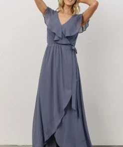 Soi Gaia Tulip Wrap Dress | Slate Blue