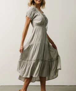 IL Greer Pintucked Midi Dress | Slate Gray Dresses