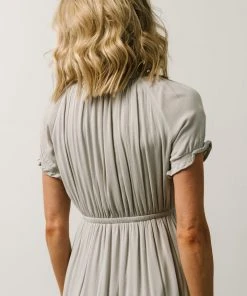 IL Greer Pintucked Midi Dress | Slate Gray Dresses