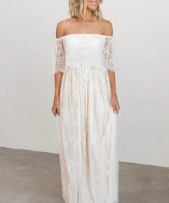 BB Custom Guinevere Lace Maxi Dress | Off White Dresses