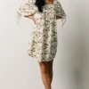 HAY Hallie Babydoll Mini Dress | Ivory + Gold Floral Dresses