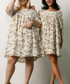 HAY Hallie Babydoll Mini Dress | Ivory + Gold Floral Dresses 25 HAY Hallie Babydoll Mini Dress | Ivory + Gold Floral Dresses