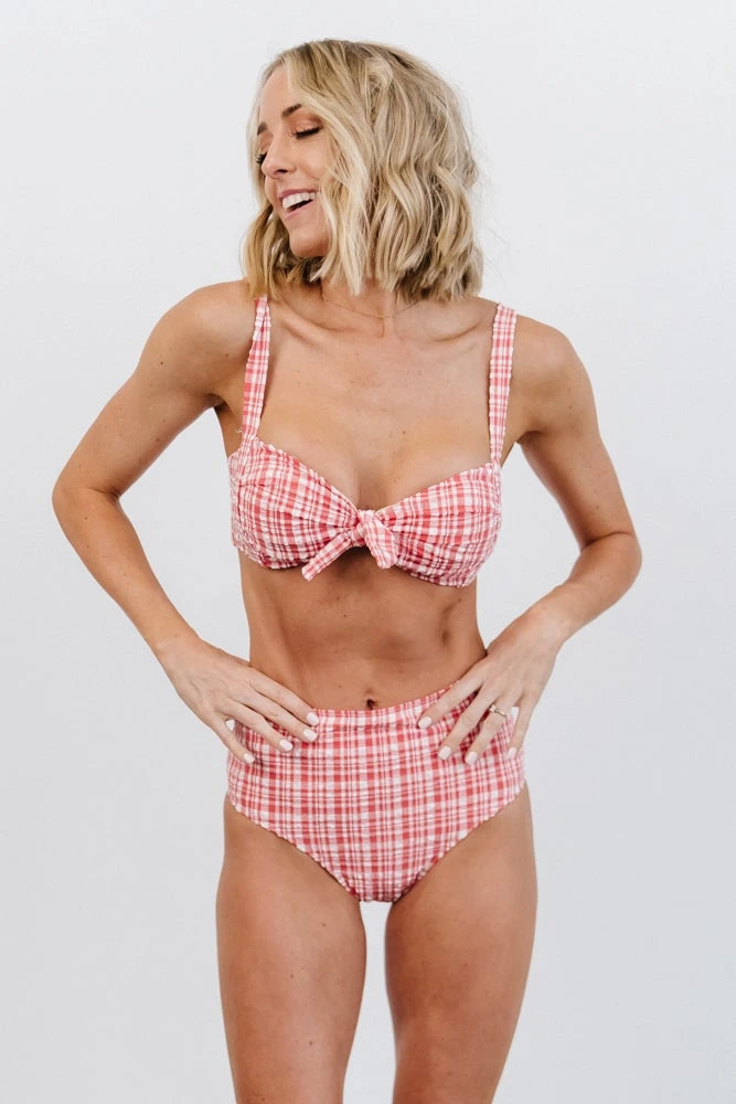 BJB Hamptons Plaid Bikini Bottom | Red Swim 6 BJB Hamptons Plaid Bikini Bottom | Red Swim