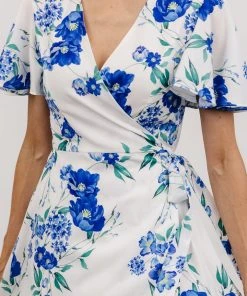 Soi Harper Wrap Maxi Dress | Blue Floral Dresses