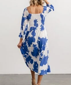 SL Heather Smocked Midi Dress | French Blue Floral Dresses