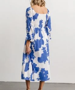 SL Heather Smocked Midi Dress | French Blue Floral Dresses