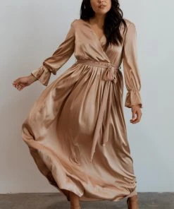 DD Holly Satin Maxi Dress | Champagne Dresses