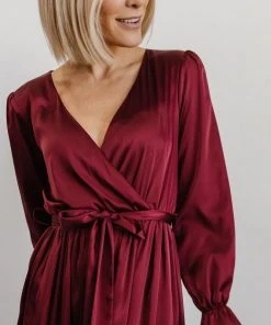 DD Dresses Holly Satin Maxi Dress | Cranberry