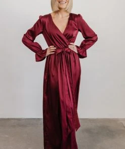 DD Dresses Holly Satin Maxi Dress | Cranberry
