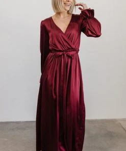 DD Dresses Holly Satin Maxi Dress | Cranberry