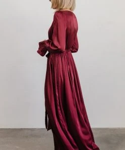 DD Dresses Holly Satin Maxi Dress | Cranberry