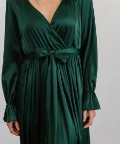 DD Holly Satin Maxi Dress | Dark Green Dresses