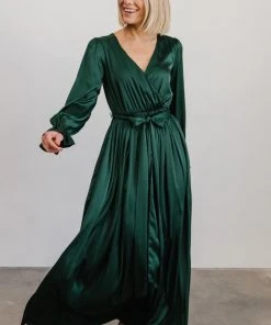 DD Holly Satin Maxi Dress | Dark Green Dresses