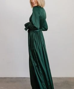 DD Holly Satin Maxi Dress | Dark Green Dresses