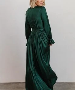 DD Holly Satin Maxi Dress | Dark Green Dresses