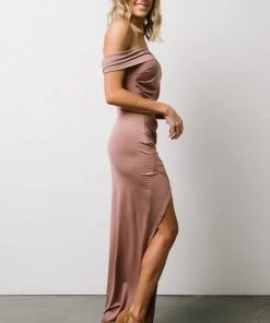 DD Zaire Off Shoulder Maxi Dress | Dusty Mauve Dresses
