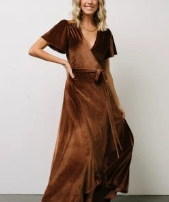 BB Custom Dresses Calvin Sparkle Velvet Wrap Dress | Bronze