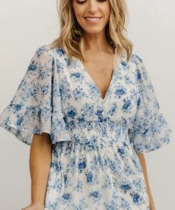 FT Iris Tiered Maxi Dress | Blue + White Floral Dresses