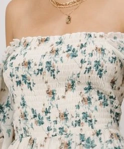 BB Custom Dresses Isabela Smocked Maxi Dress | Ivory + Topaz Floral