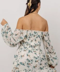 BB Custom Dresses Isabela Smocked Maxi Dress | Ivory + Topaz Floral