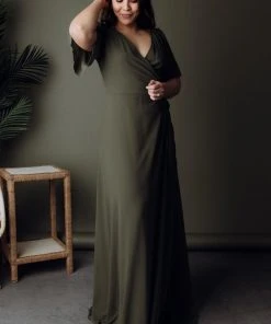 BB Custom Dresses Ivy Wrap Maxi Dress | Olive