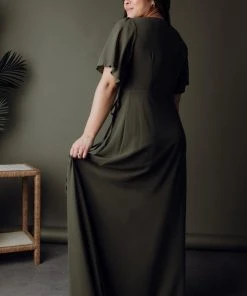BB Custom Dresses Ivy Wrap Maxi Dress | Olive