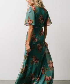 BB Custom Ivy Wrap Maxi Dress | Persian Green Floral
