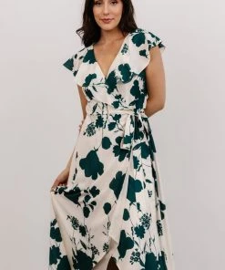 Soi Dresses Jacqueline Wrap Maxi Dress | Green Floral