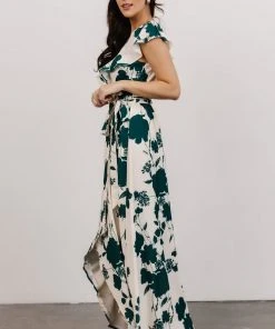 Soi Dresses Jacqueline Wrap Maxi Dress | Green Floral