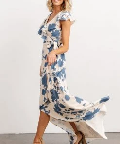 Soi Jacqueline Wrap Maxi Dress | Ivory + Slate Floral Dresses