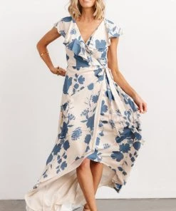 Soi Jacqueline Wrap Maxi Dress | Ivory + Slate Floral Dresses