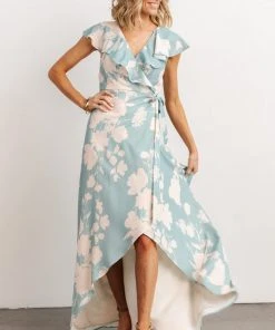 Soi Dresses Jacqueline Wrap Maxi Dress | Robin Blue Floral