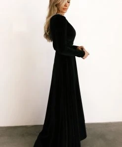BB Custom Jada Ribbed Velvet Wrap Dress | Black Dresses