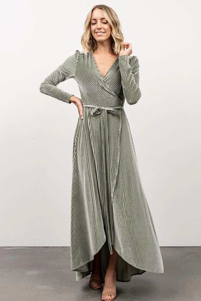 BB Custom Dresses Jada Ribbed Velvet Wrap Dress | Dusty Sage 4 BB Custom Dresses Jada Ribbed Velvet Wrap Dress | Dusty Sage