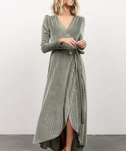 BB Custom Dresses Jada Ribbed Velvet Wrap Dress | Dusty Sage 19 BB Custom Dresses Jada Ribbed Velvet Wrap Dress | Dusty Sage