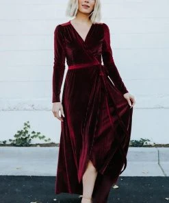 BB Custom Jada Ribbed Velvet Wrap Dress | Mulberry Dresses