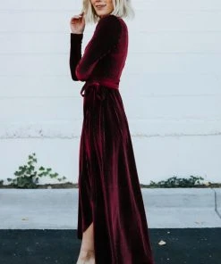 BB Custom Jada Ribbed Velvet Wrap Dress | Mulberry Dresses