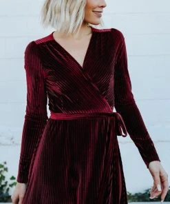 BB Custom Jada Ribbed Velvet Wrap Dress | Mulberry Dresses