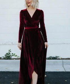 BB Custom Jada Ribbed Velvet Wrap Dress | Mulberry Dresses