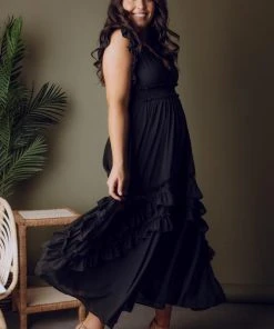 BB Custom Dresses Jasmine Ruffle Maxi Dress | Black