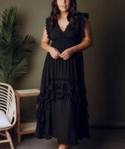 BB Custom Dresses Jasmine Ruffle Maxi Dress | Black