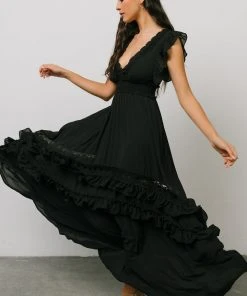 BB Custom Dresses Jasmine Ruffle Maxi Dress | Black