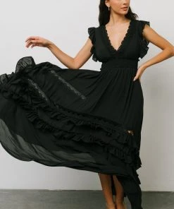 BB Custom Dresses Jasmine Ruffle Maxi Dress | Black