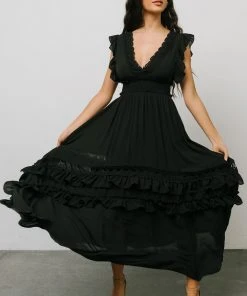 BB Custom Dresses Jasmine Ruffle Maxi Dress | Black