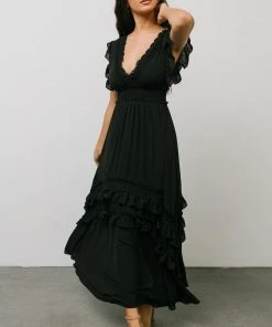 BB Custom Dresses Jasmine Ruffle Maxi Dress | Black
