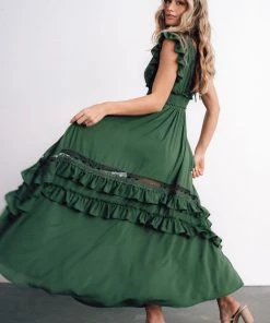 BB Custom Jasmine Ruffle Maxi Dress | Dusty Green