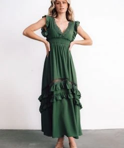 BB Custom Jasmine Ruffle Maxi Dress | Dusty Green