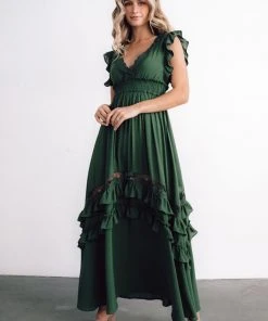 BB Custom Jasmine Ruffle Maxi Dress | Dusty Green